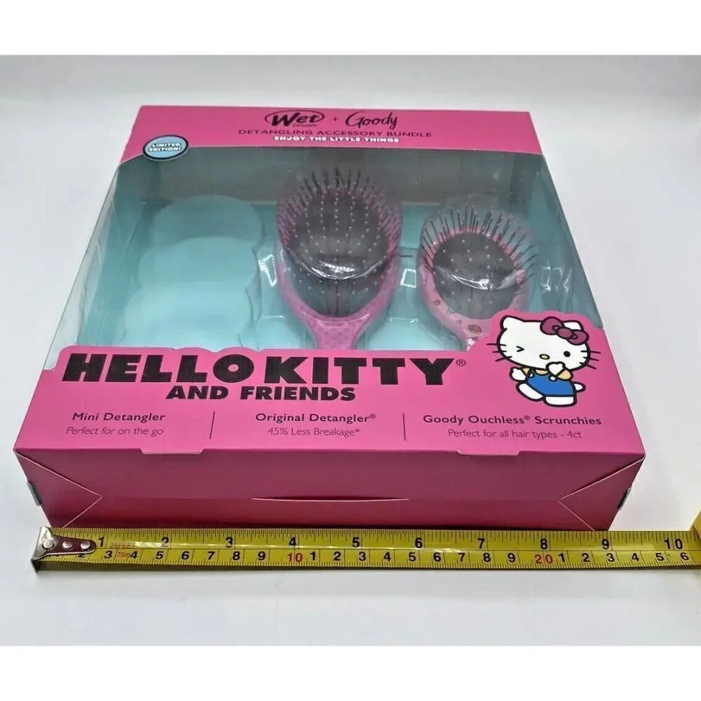 Sanrio Hello Kitty Wet Brush Original Detangler Girls Hair Brush Set No Ties